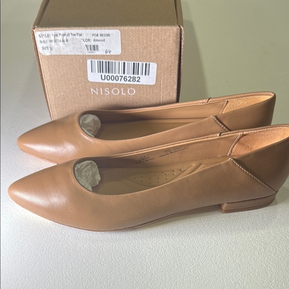 Nisolo Almond Fina Pointed Toe Women's Flat Shoes